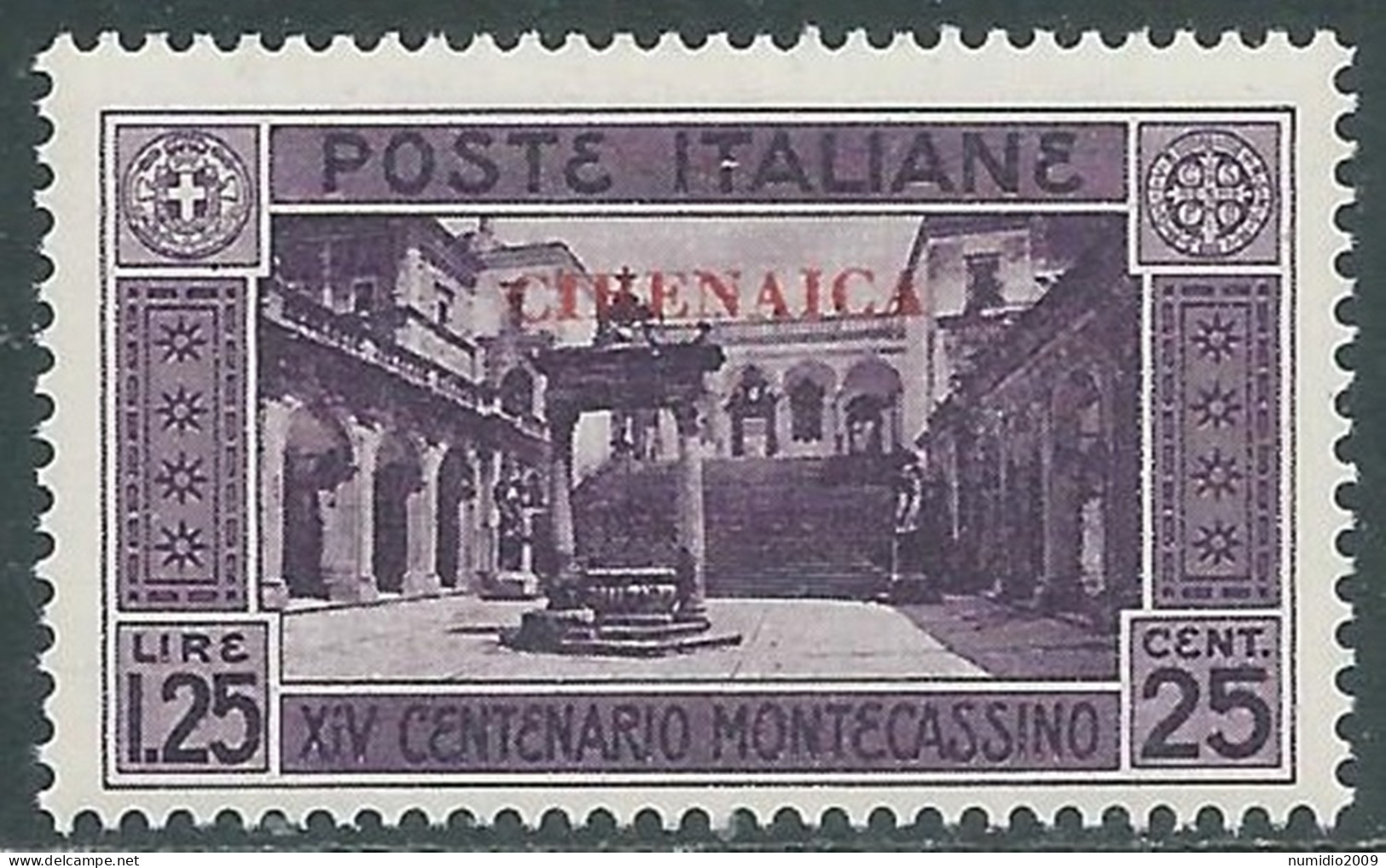 1929 CIRENAICA MONTECASSINO 1,25 LIRE MNH ** - RA29-6 - Cirenaica