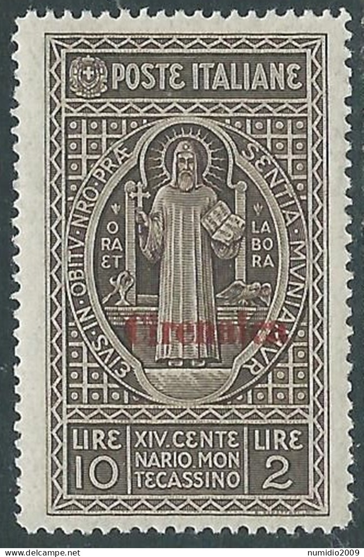 1929 CIRENAICA MONTECASSINO 10 LIRE MNH ** - RA29-6 - Cirenaica