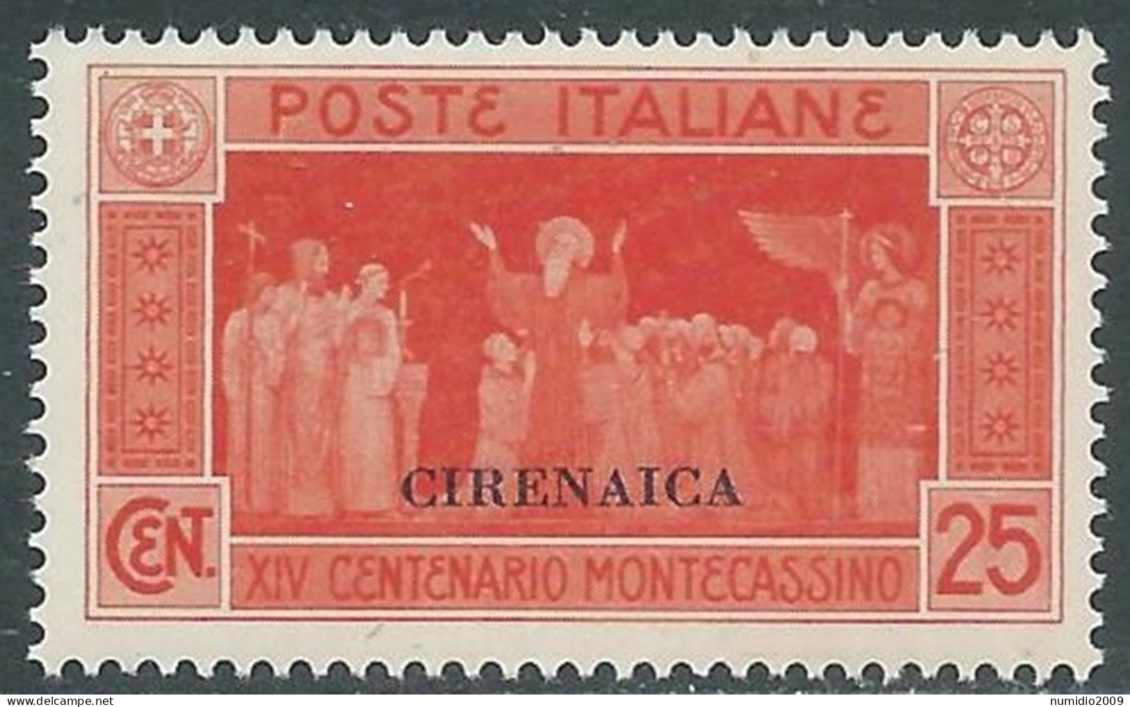 1929 CIRENAICA MONTECASSINO 25 CENT MNH ** - RA29-6 - Cirenaica