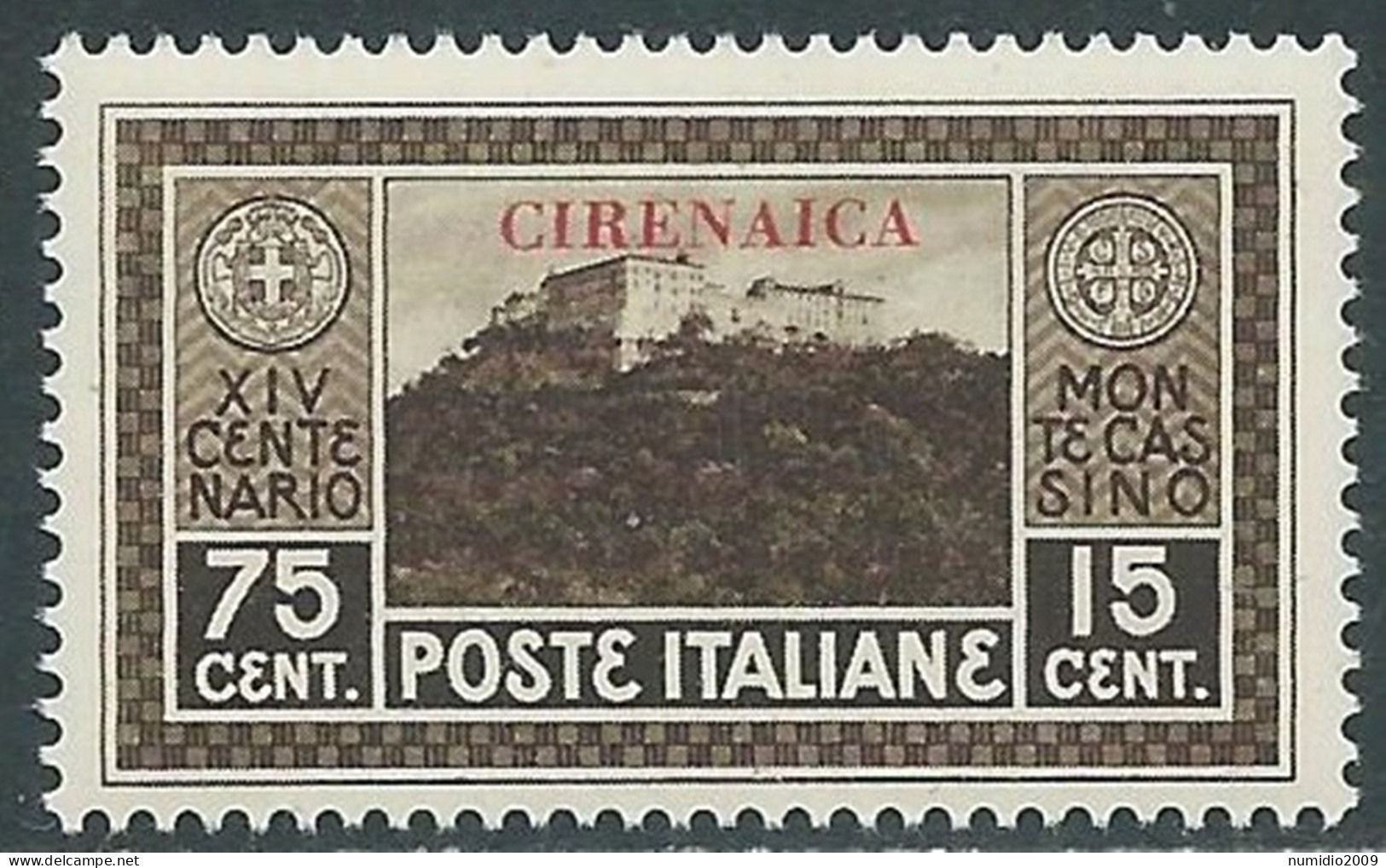 1929 CIRENAICA MONTECASSINO 75 CENT MNH ** - RA29-6 - Cirenaica
