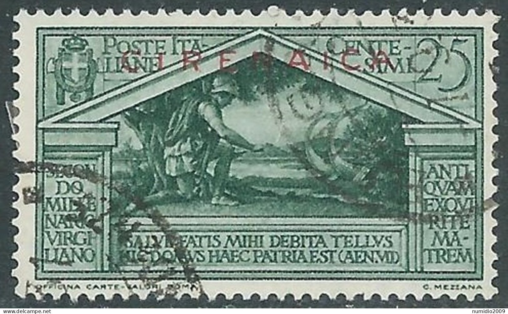 1930 CIRENAICA USATO VIRGILIO 25 CENT - RA12-5 - Cirenaica