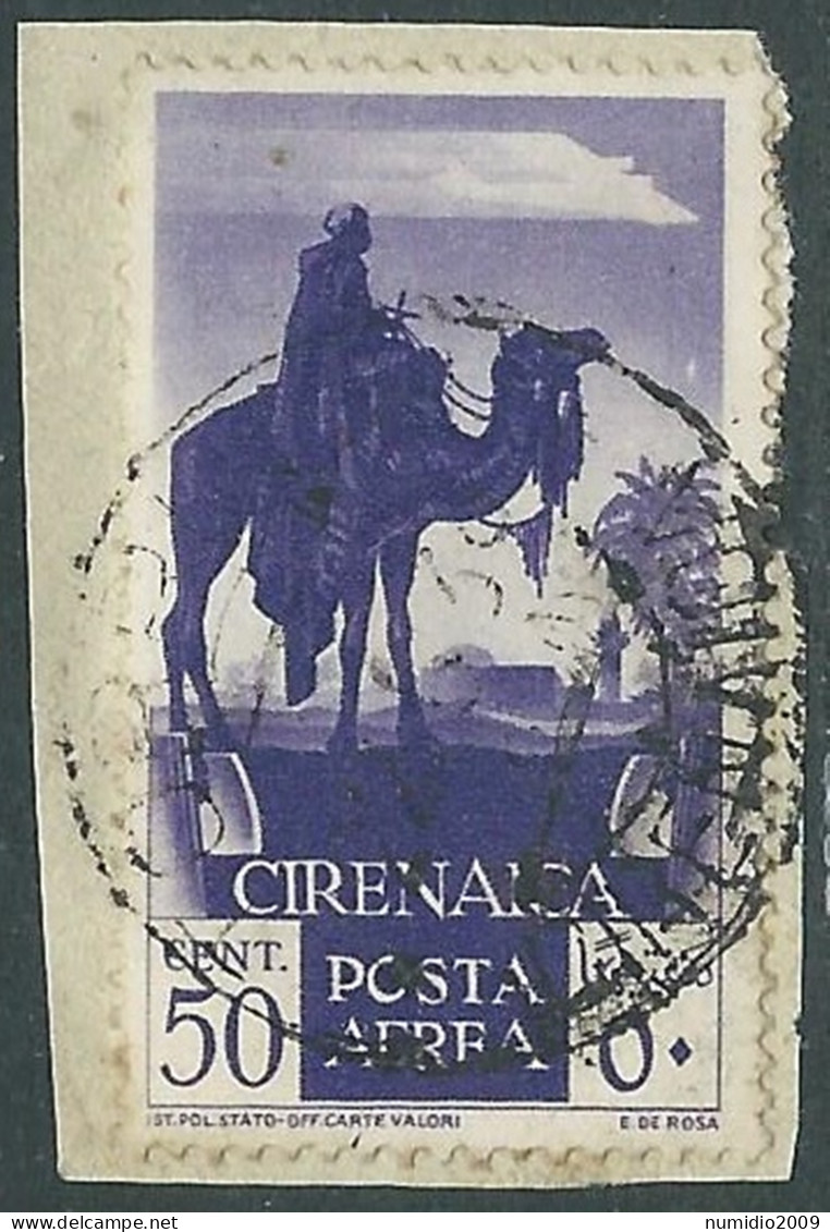 1932 CIRENAICA POSTA AEREA USATO SOGGETTI AFRICANI 50 CENT - RA12-4 - Cirenaica