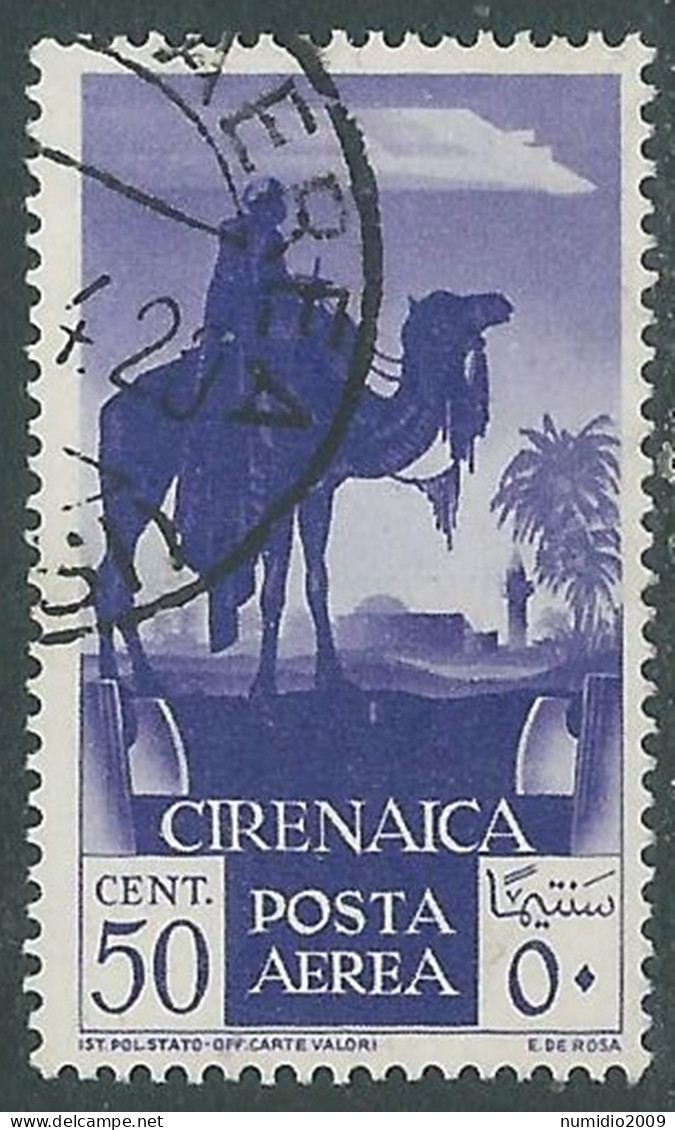 1932 CIRENAICA POSTA AEREA USATO SOGGETTI AFRICANI 50 CENT - RA12-7 - Cirenaica