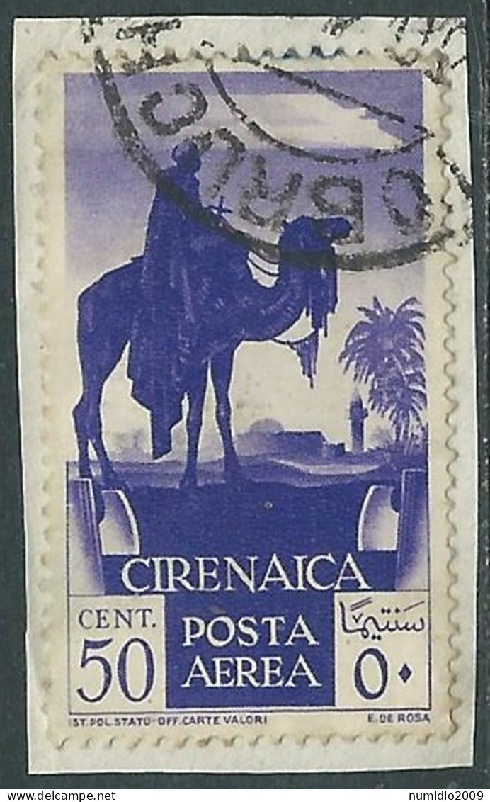 1932 CIRENAICA POSTA AEREA USATO SOGGETTI AFRICANI 50 CENT - RA12-9 - Cirenaica