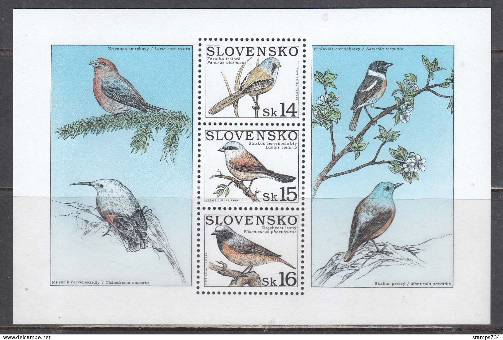 Slovakia 1999 - Birds, Mi-Nr. Block 13, MNH** - Neufs