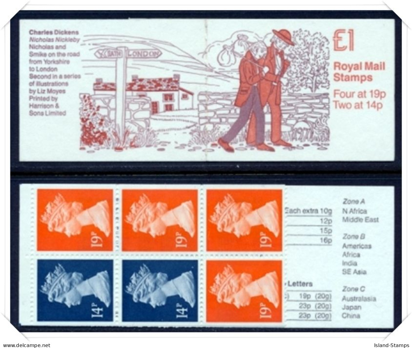 FH14 Charles Dickens Design 2 Nicholas Nickleby Perf E3(R) Rotary (£1.00 F - Libretti