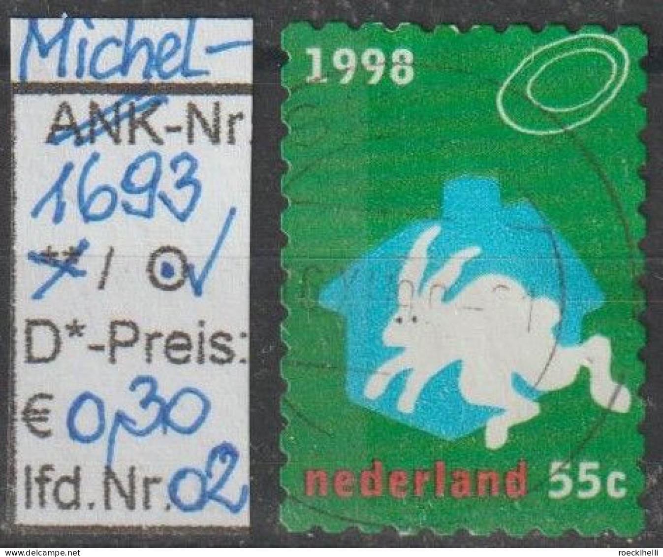 1998 - NIEDERLANDE - FM/DM "Dez.marken - Hase" 55 C Mehrf. - O  Gestempelt - S.Scan (1693o 01-02 Nl) - Oblitérés