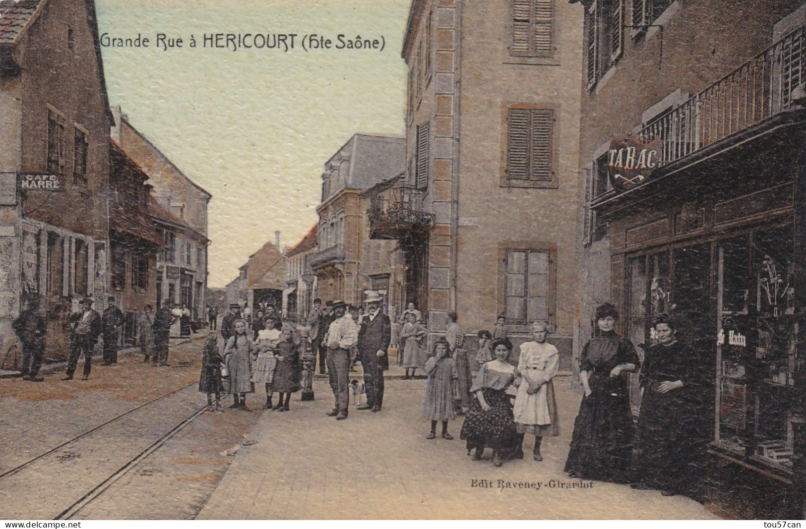 HERICOURT   -   HAUTE-SAÔNE  -  (70)  -  RARE  CPA  TOILEE  EN  COULEURS   -   LA  GRANDE  RUE. - Héricourt