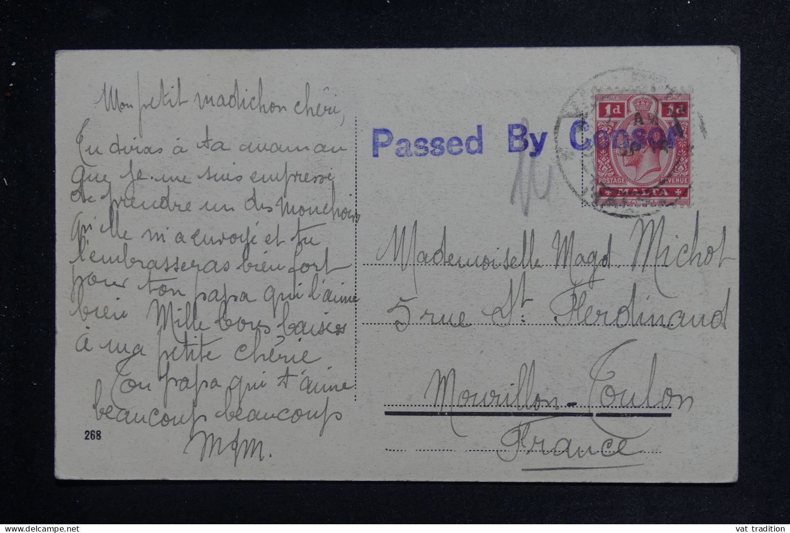 MALTE - Griffe De Censure Sur Carte Postale De Malte Pour La France - L 151258 - Malta (...-1964)