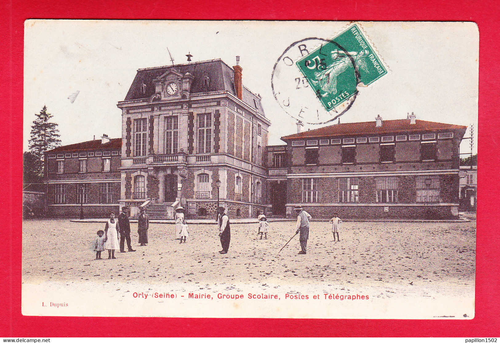 F-94-Orly-01P230  Mairie, Groupe Scolaire, Postes Et Télégraphes, Animation, Cpa Colorisée - Orly