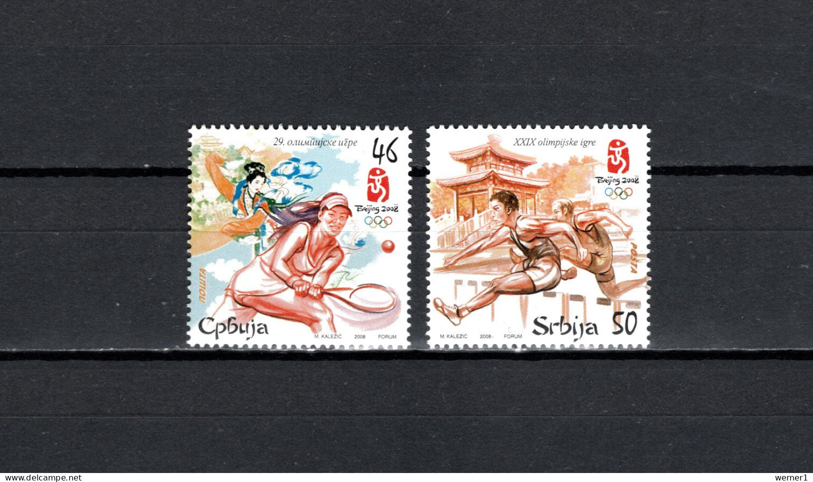 Serbia 2008 Olympic Games Beijing, Tennis Etc. Set Of 2 MNH - Verano 2008: Pékin