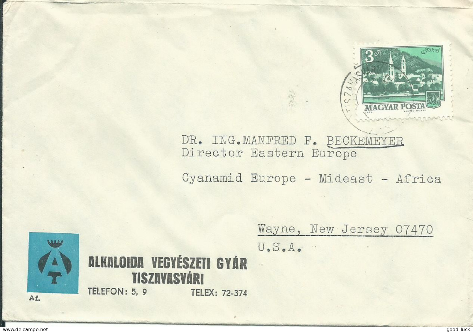 HONGRIE LETTRE 3f TISZAVASVARI POUR WAYNE ( U.S.A. ) DE 1973  LETTRE COVER - Briefe U. Dokumente