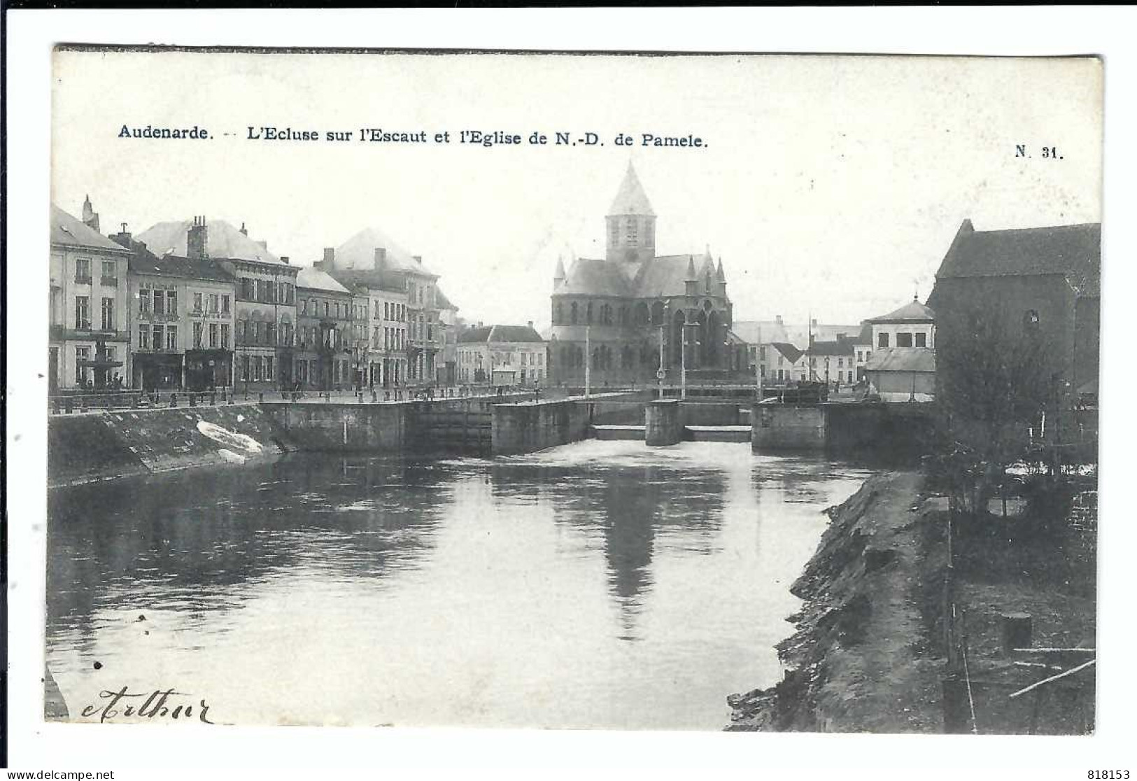 Oudenaarde  Audenarde N.31 - L'Ecluse Sur L'Escaut Et L'Eglise De N D De Pamele 1906 - Oudenaarde