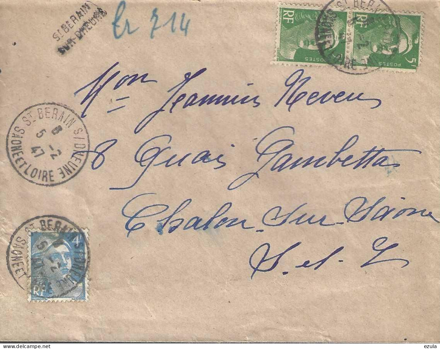 Paire Du N°719 + N° 717 Lettre L. R. I - Postal Rates