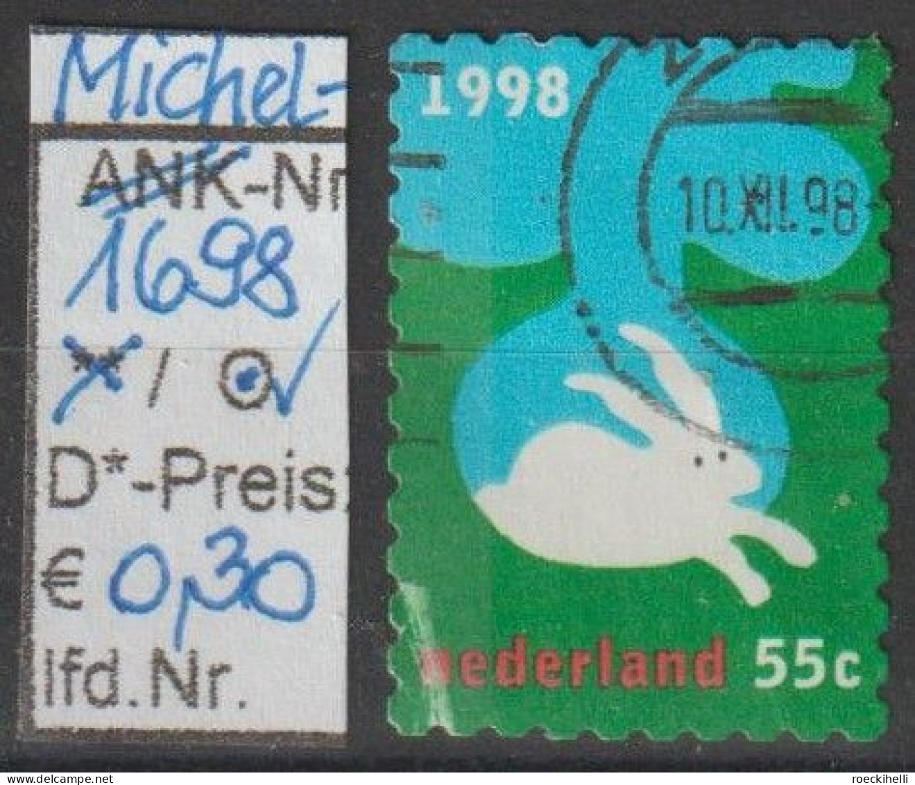 1998 - NIEDERLANDE - FM/DM "Dez.marken - Hase, Baum" 55 C Mehrf. - O  Gestempelt - S.Scan (1698o Nl) - Used Stamps