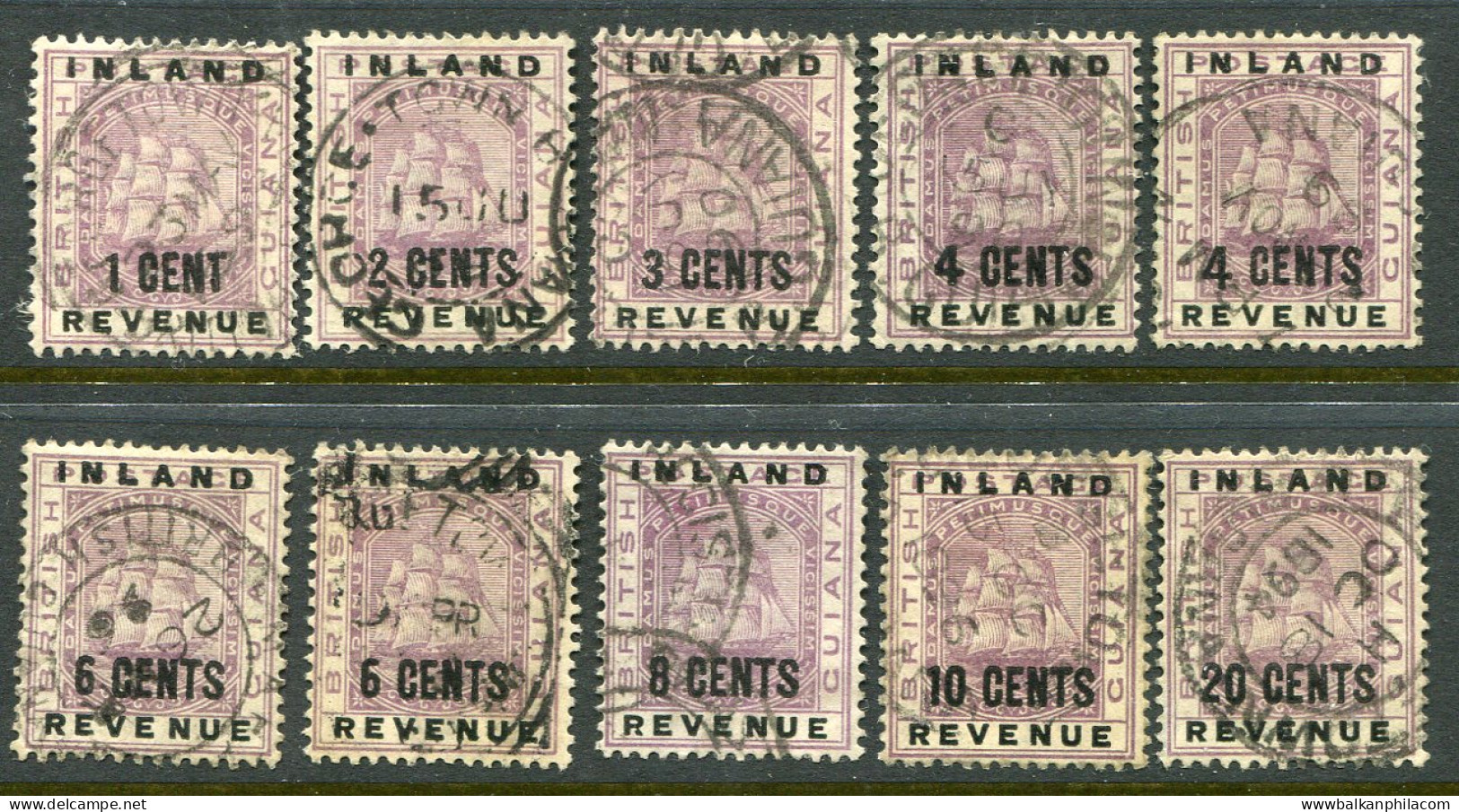 1888 British Guiana Inland Revenue Used To 20c Inc Varieties - Guyane Britannique (...-1966)