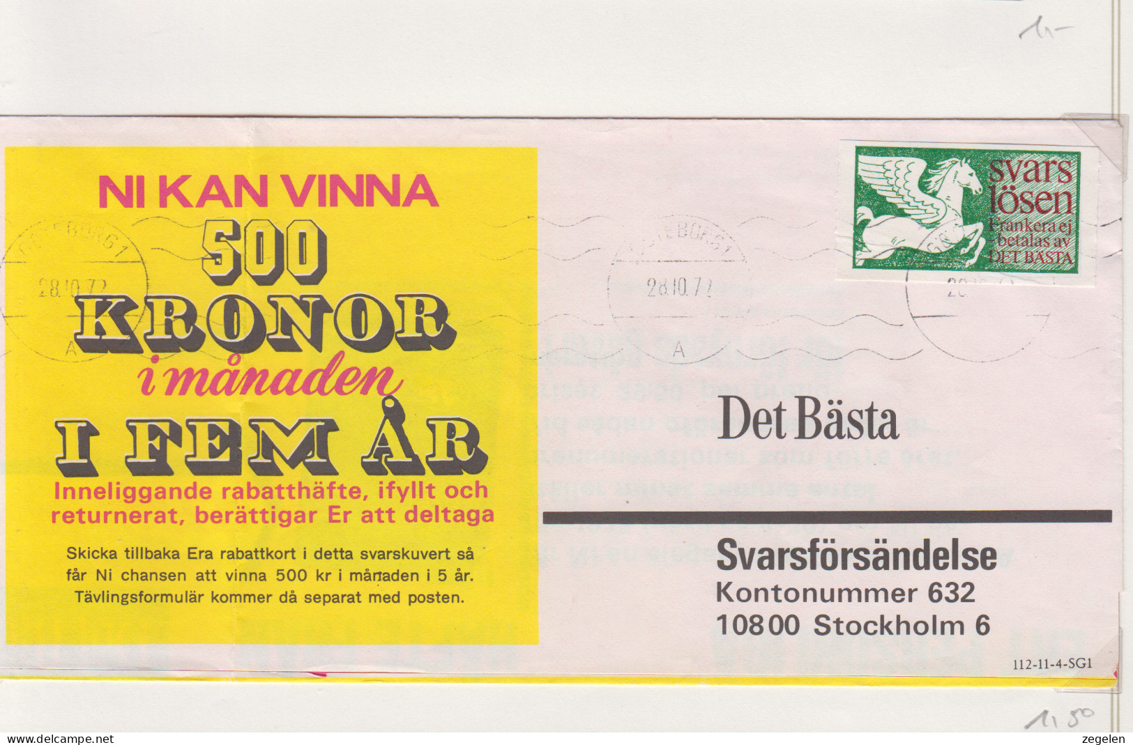 Zweden Lokale Zegel Cat. Facit Sverige 2000 Private Lokaalpost ; Omslag Met Zegel Voor Zending Naar 'Het Beste" - Local Post Stamps