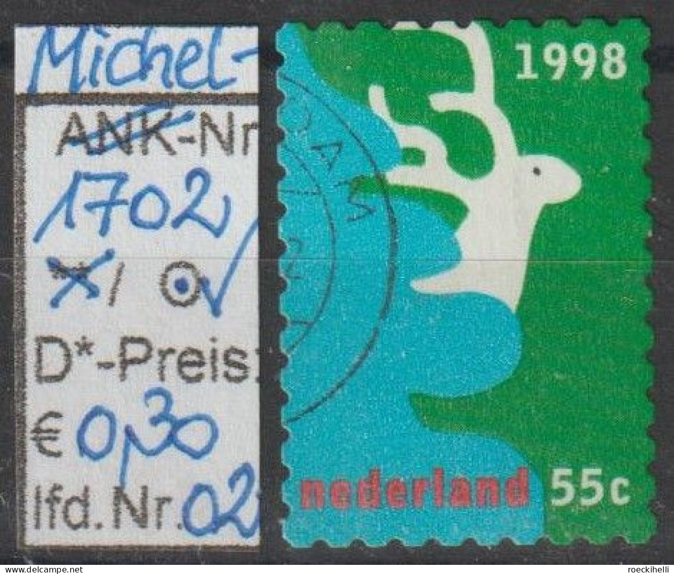 1998 - NIEDERLANDE - FM/DM "Dez.marken - Hirsch, Baum" 55 C Mehrf. - O  Gestempelt - S.Scan (1702o 01-02 Nl) - Oblitérés