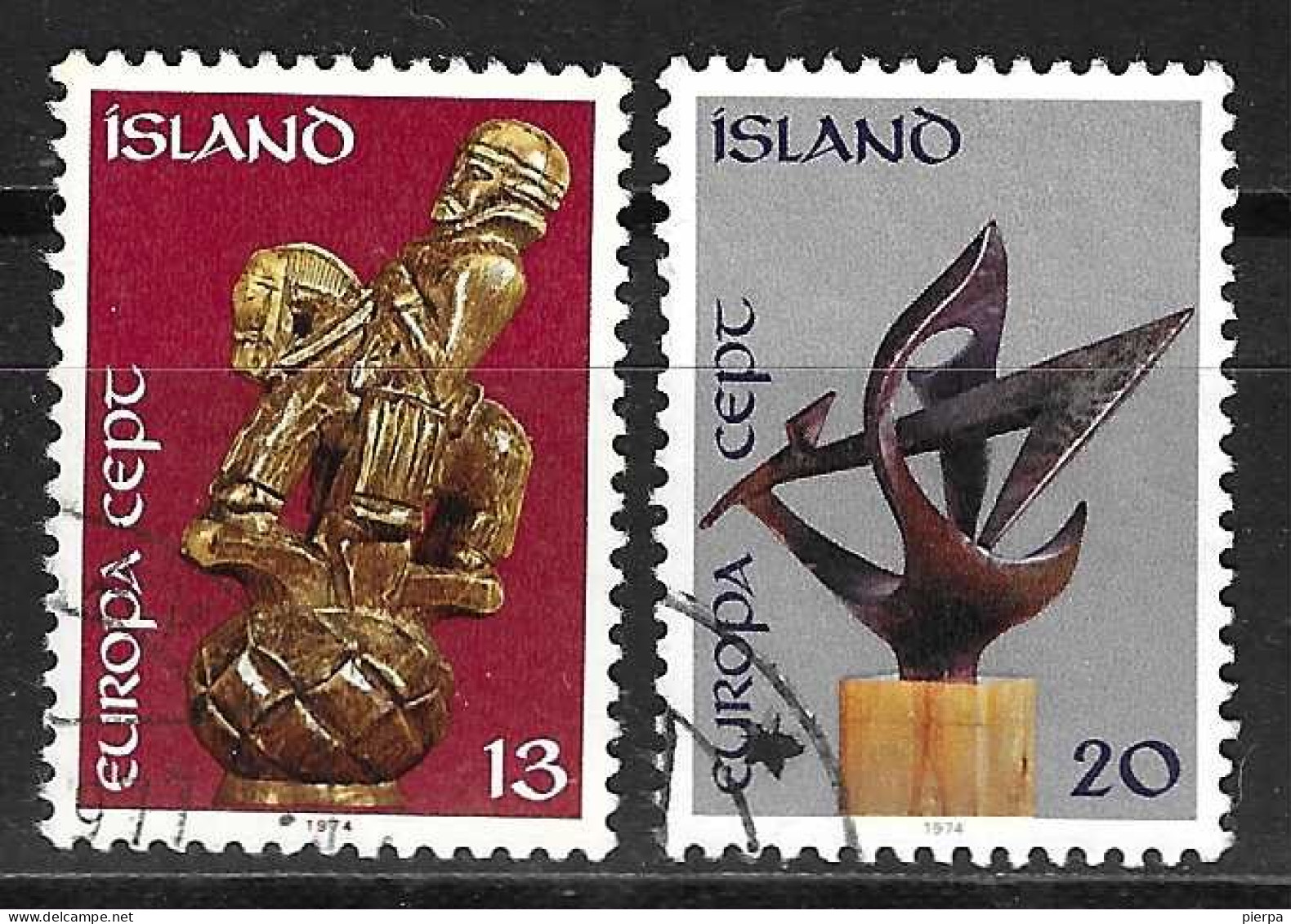 ISLANDA - 1974 - EUROPA - SCULTURE - SERIE 2 VALORI -USATA (YVERT 442\3 - MICHEL 489\90) - Oblitérés