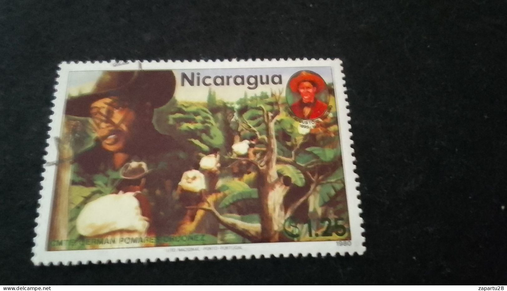 NİARAGUA-1970-80     1.25   CORD  DAMGALI - Nicaragua