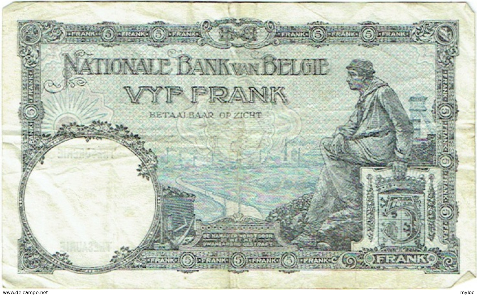 Billet. Belgique. Cinq (5) Francs. 08.08.1928. - 5 Francs