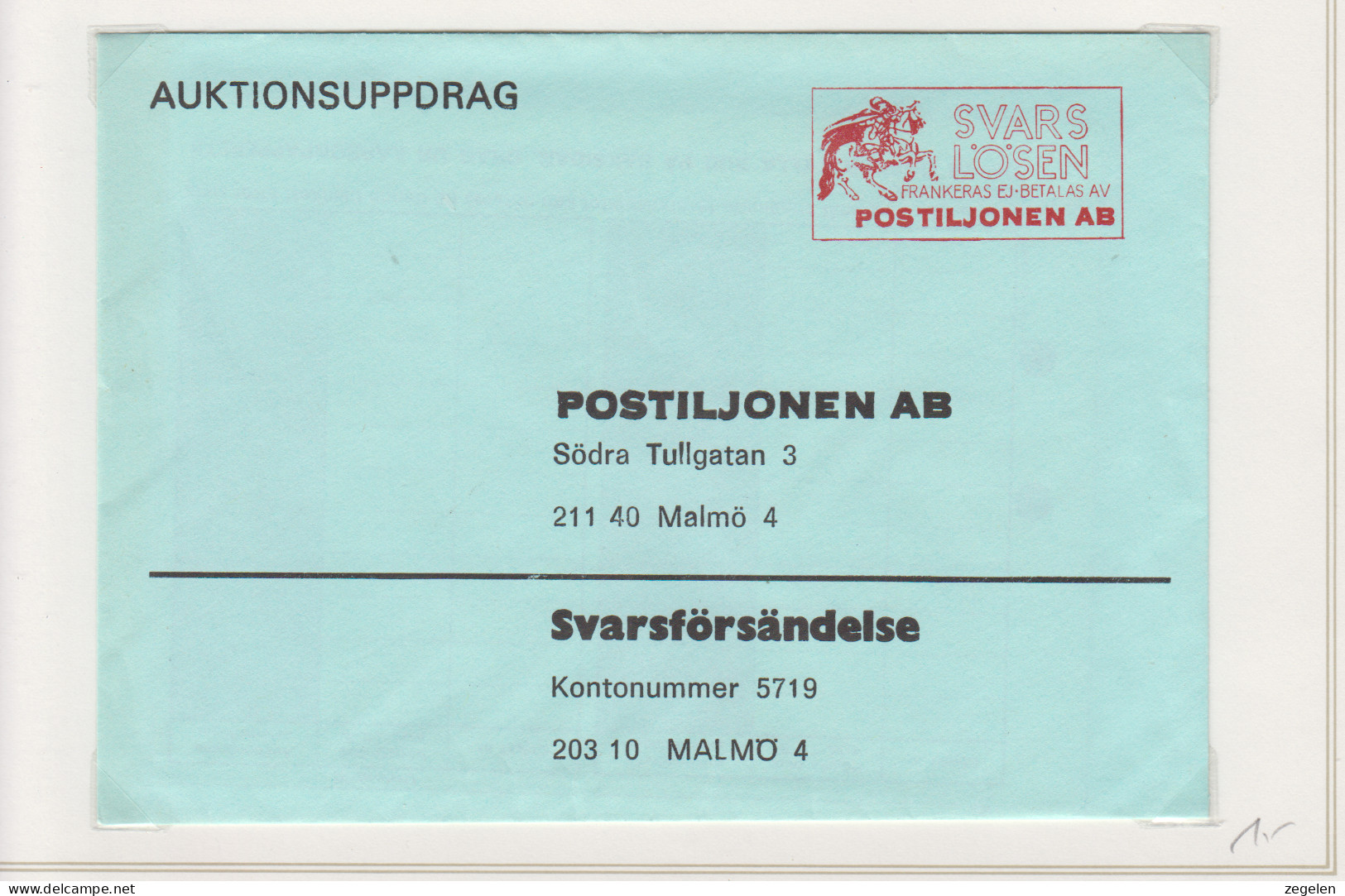 Zweden Lokale Zegel Cat. Facit Sverige 2000 Private Lokaalpost ; Omslag Met Opdrukzegel Voor Zending Naar Uitgeverij - Lokale Uitgaven