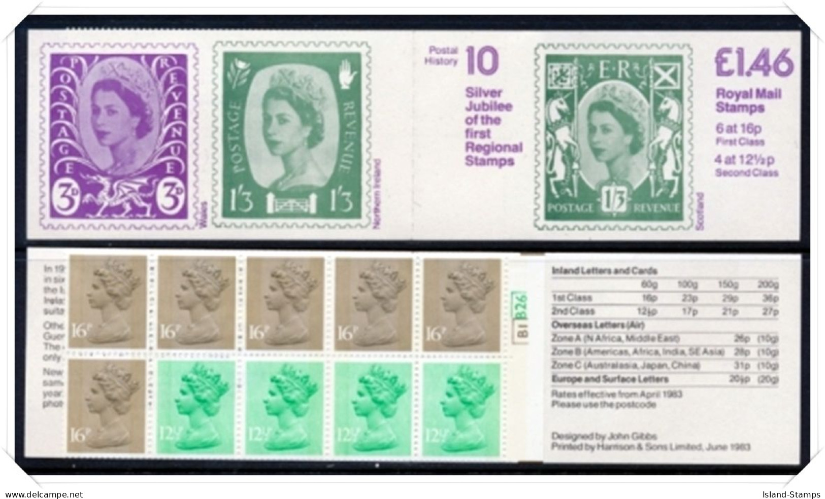 FO3b Regional Stamps Right Margin Plain (£1.46 Folded Booklets) NB1-4 - Libretti