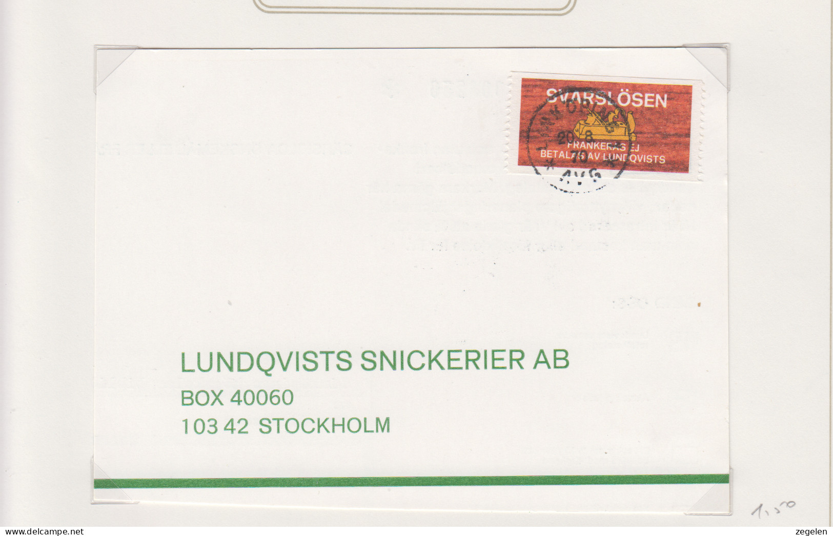 Zweden Lokale Zegel Cat. Facit Sverige 2000 Private Lokaalpost ; Omslag Met Zegel Voor Zending Naar Uitgeverij - Local Post Stamps