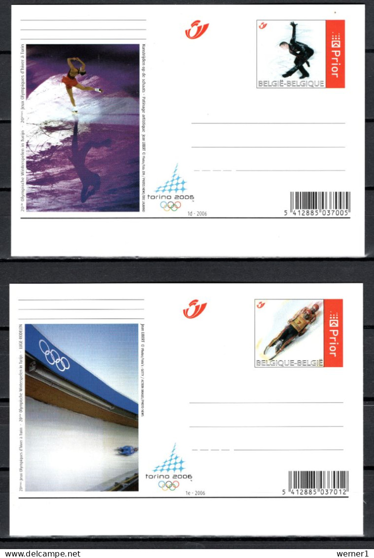 Belgium 2006 Olympic Games Turin Torino Set Of 5 Commemorative Postcards - Invierno 2006: Turín