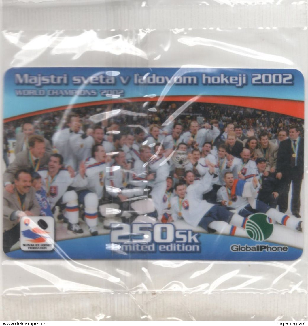 World Champions In Ice Hockey 2002,  Prepaid Calling Card, 250 Sk., 1.000 Pc., GlobalIPhone, Slovakia, Mint, Packed - Slovaquie