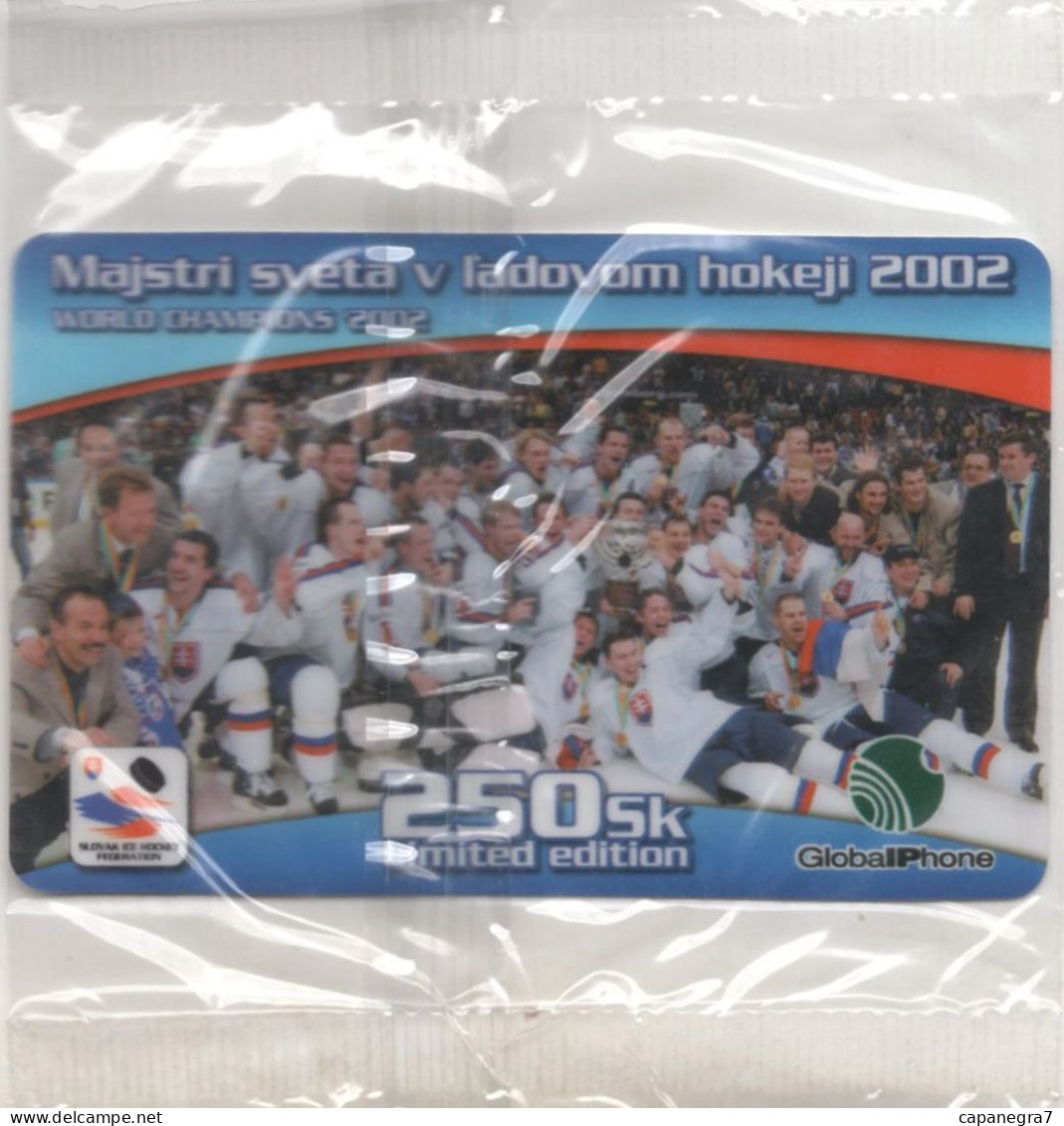 World Champions In Ice Hockey 2002,  Prepaid Calling Card, 250 Sk., 1.000 Pc., GlobalIPhone, Slovakia, Mint, Packed - Slowakije