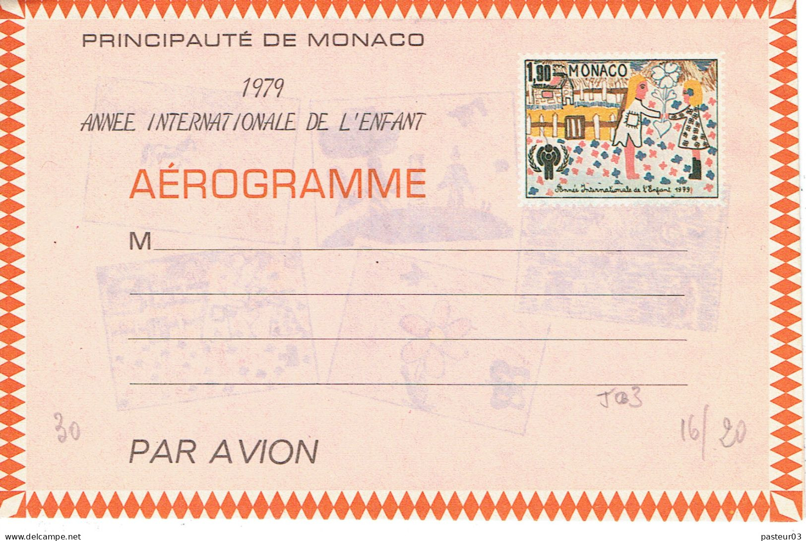 503 Aérogramme Monaco Dessin D'enfant 1,90 F. - Entiers Postaux