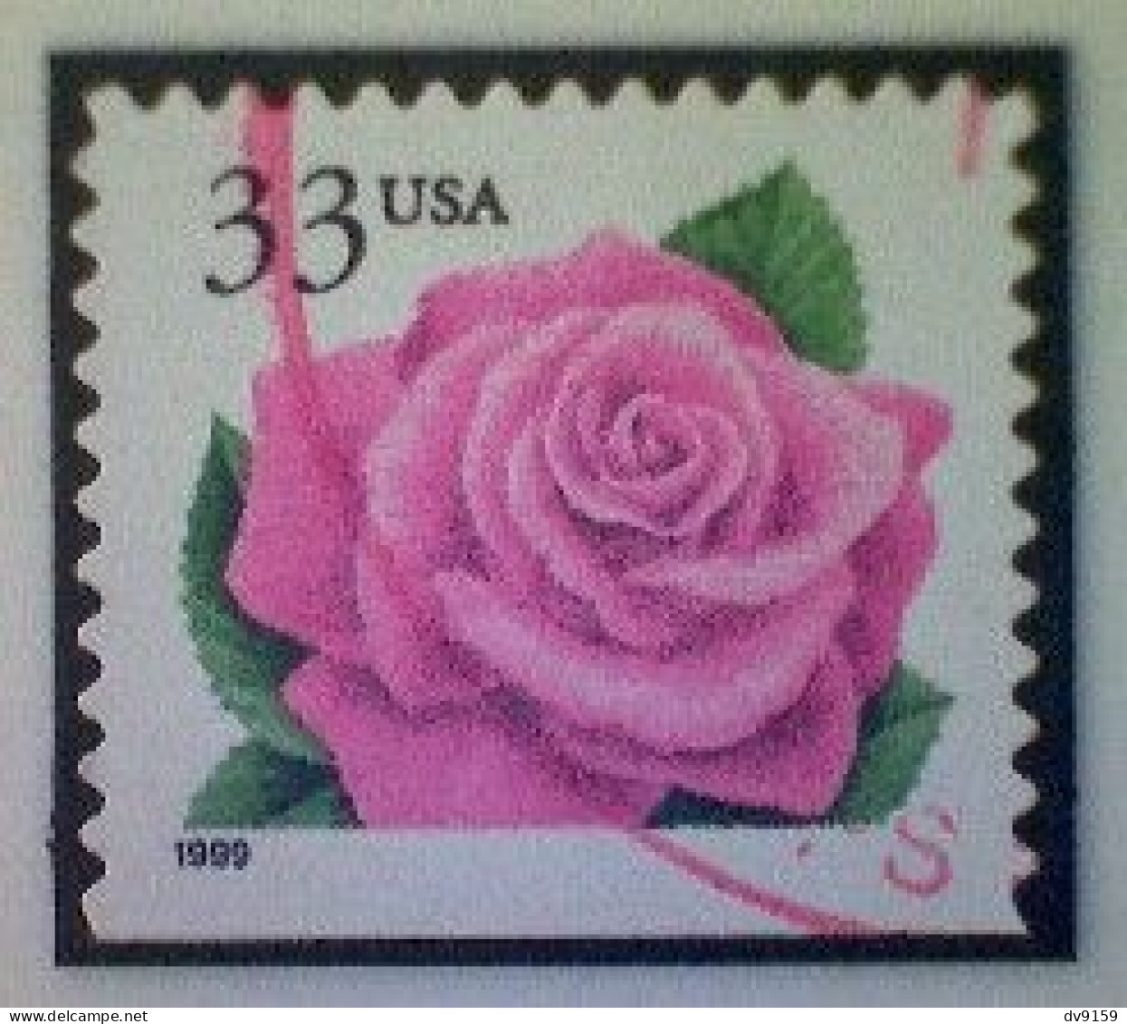 United States, Scott #3052, Used(o) Booklet Stamp,1999, Coral Pink Rose, 33¢, Pink, Green, And Black - Oblitérés