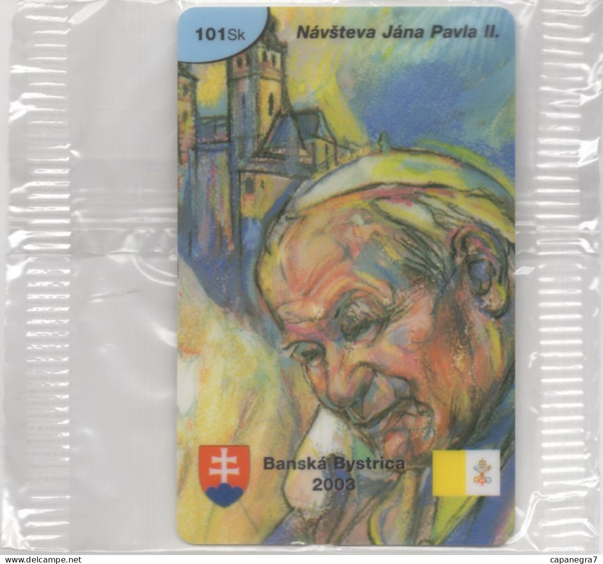 Pope John Paulu II. - Banská Bystica 2003, Prepaid Calling Card, 101 Sk., 1.250 Pc., GlobalIPhone, Slovak, Mint, Packed - Slovakia