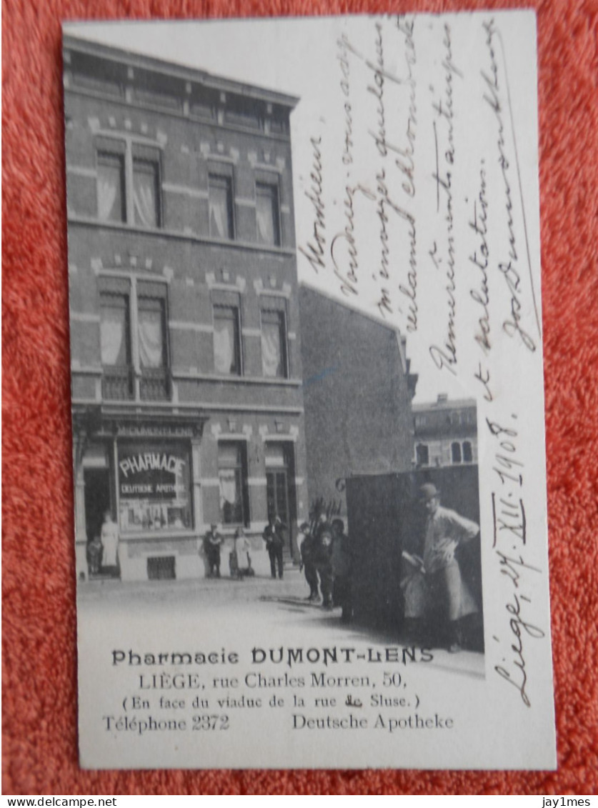 Cpa Liege Pharmacie Dumont-lens Rue Charles Morren - Liege