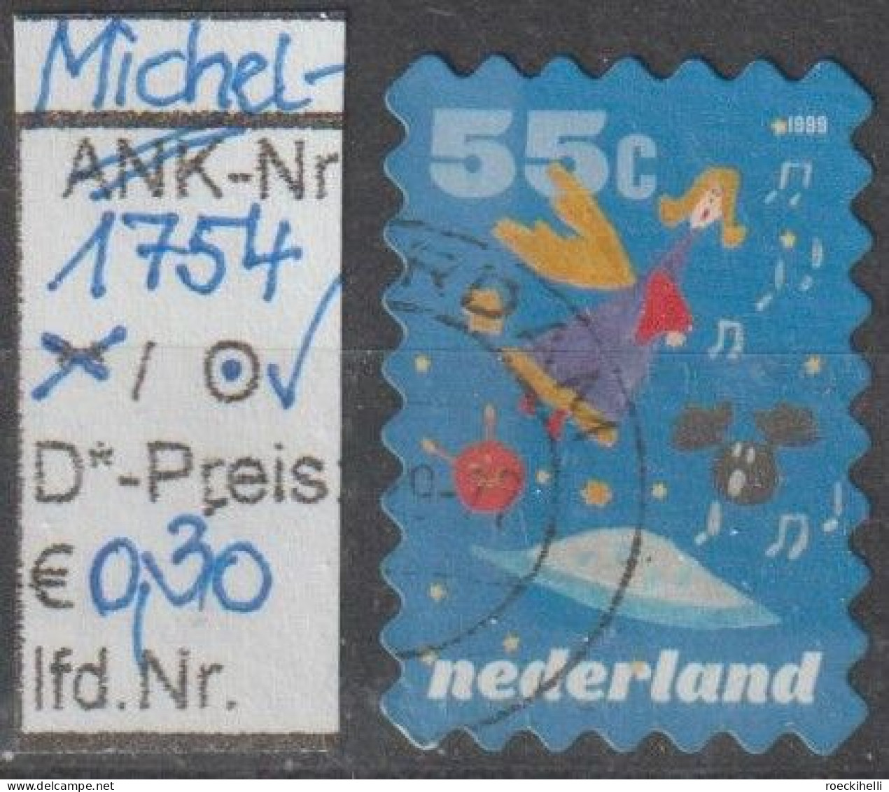 1999 - NIEDERLANDE - FM/DM "Dez.marken - Weihn. Motive" 55 C Mehrf. - O  Gestempelt - S.Scan (1754o Nl) - Used Stamps