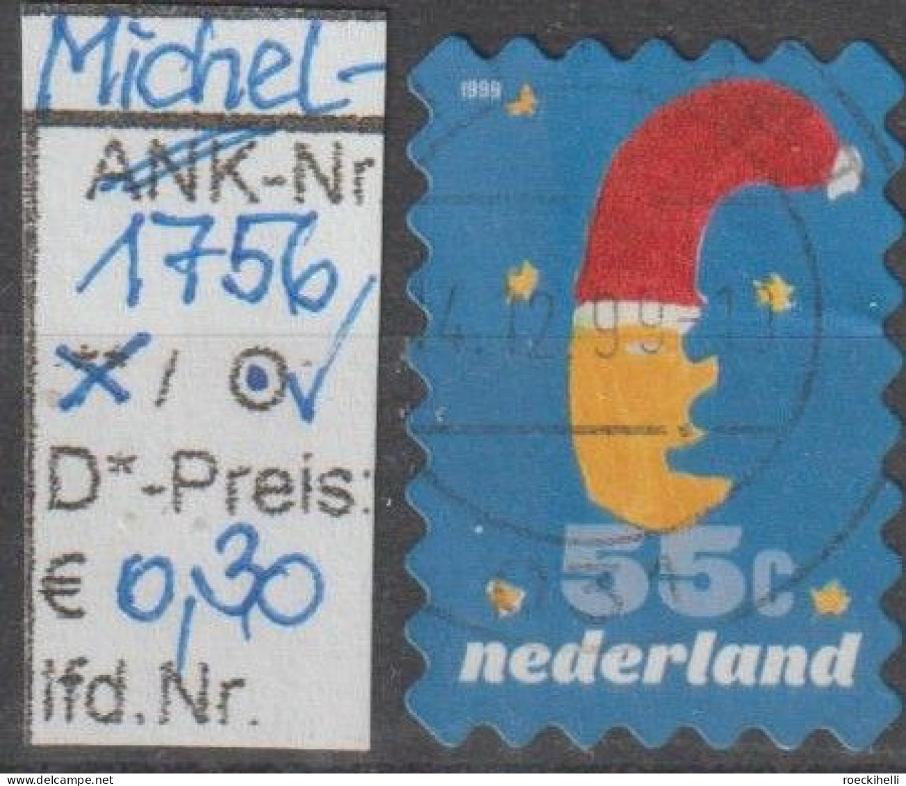 1999 - NIEDERLANDE - FM/DM "Dez.marken - Weihn. Motive" 55 C Mehrf. - O  Gestempelt - S.Scan (1756o Nl) - Used Stamps
