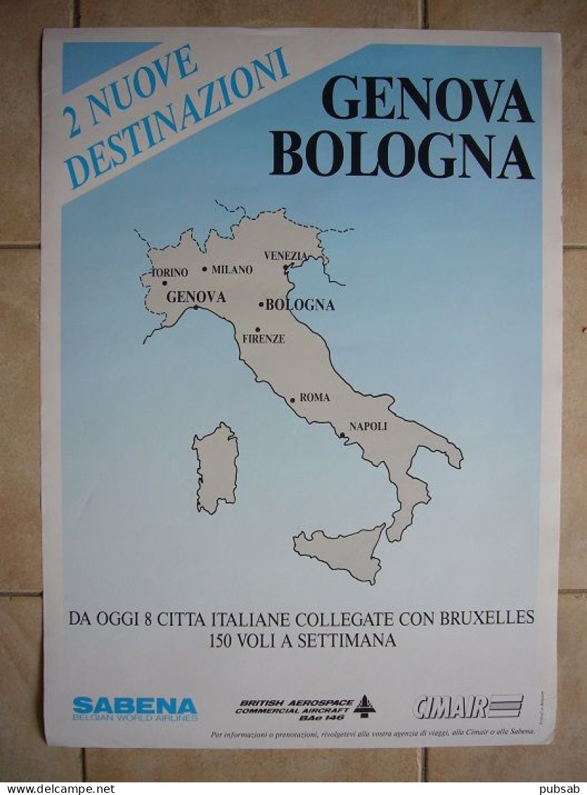 Avion / Airplane / SABENA / Original Poster / GENOVA-BOLOGNA / Italian Version - Carteles