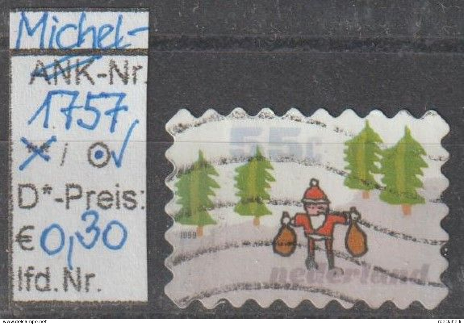 1999 - NIEDERLANDE - FM/DM "Dez.marken - Weihn. Motive" 55 C Mehrf. - O  Gestempelt - S.Scan (1757o Nl) - Used Stamps