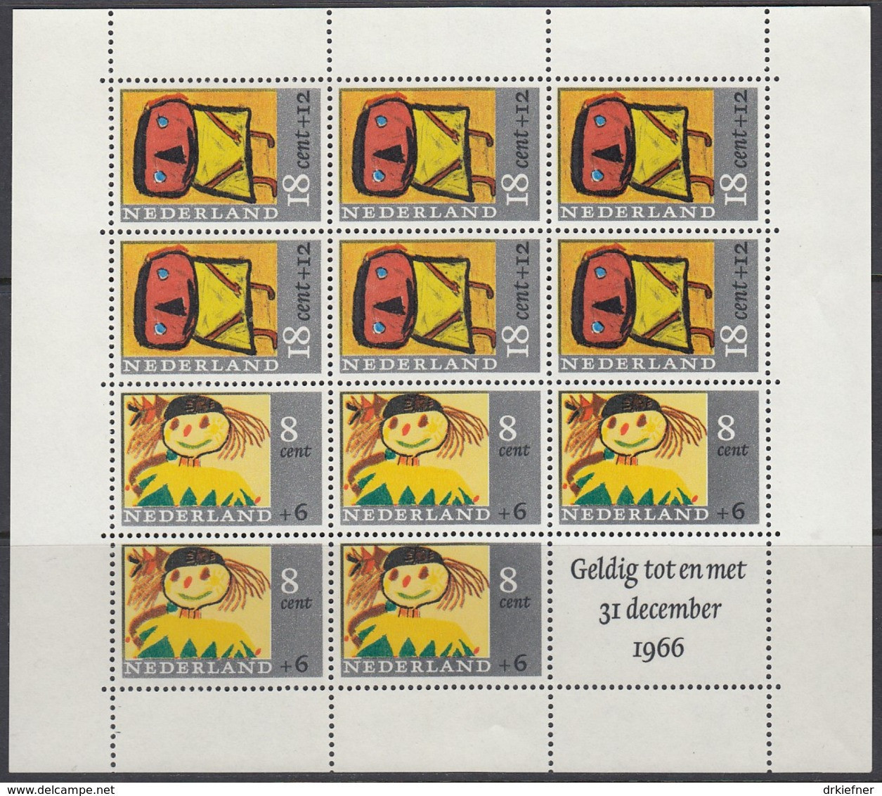 NIEDERLANDE Block 3, Postfrisch **, Kinderzeichnungen 1966 - Blocs