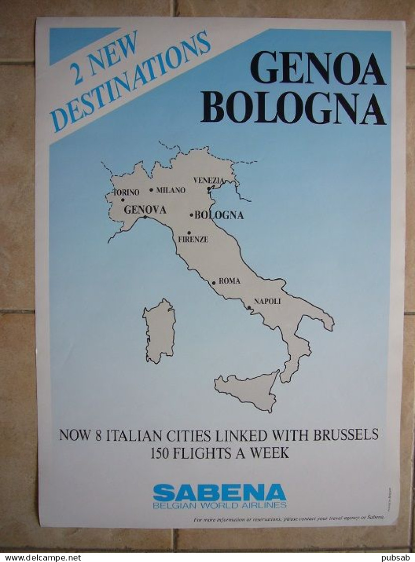 Avion / Airplane / SABENA / Original Poster / GENOVA-BOLOGNA / English Version - Poster