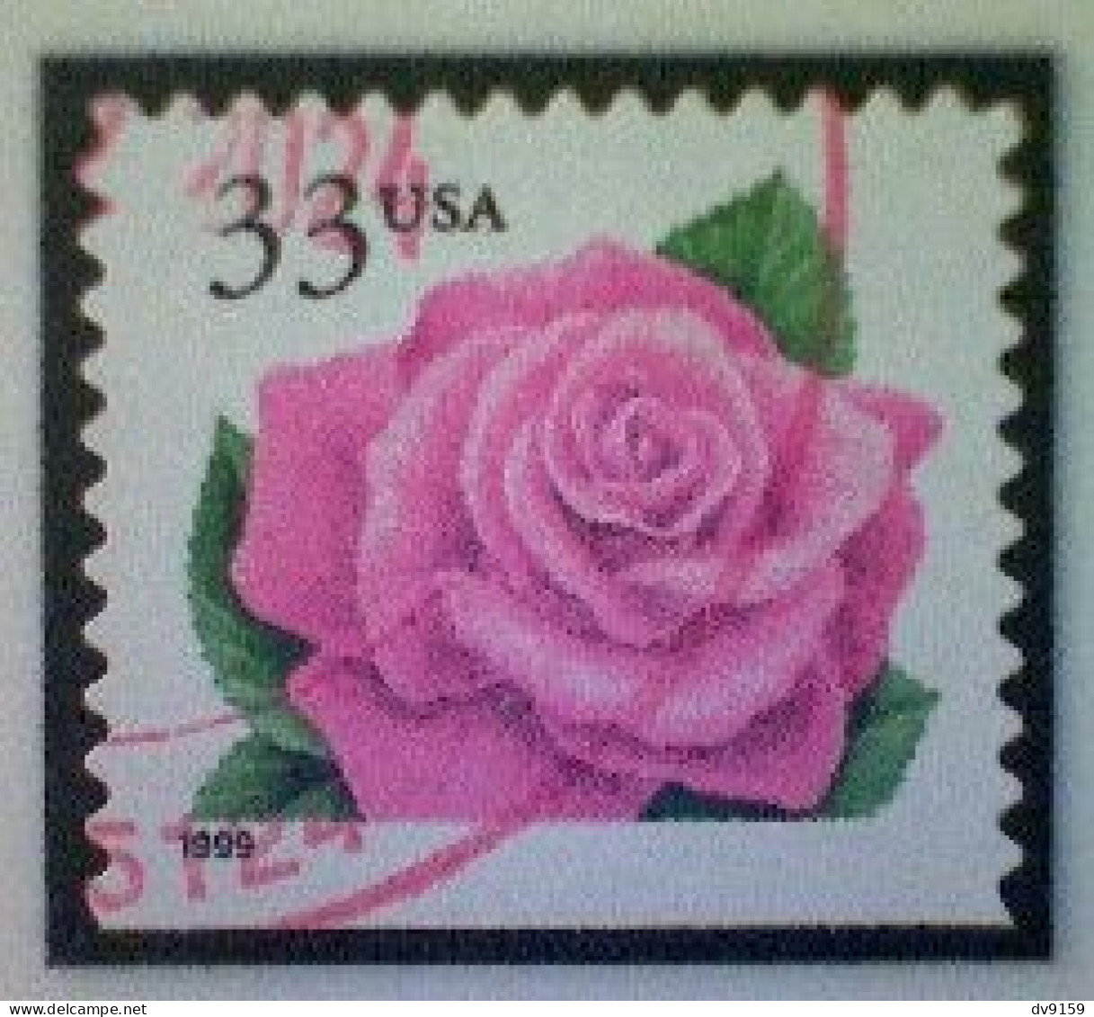 United States, Scott #3052, Used(o) Booklet Stamp,1999, Coral Pink Rose, 33¢, Pink, Green, And Black - Oblitérés