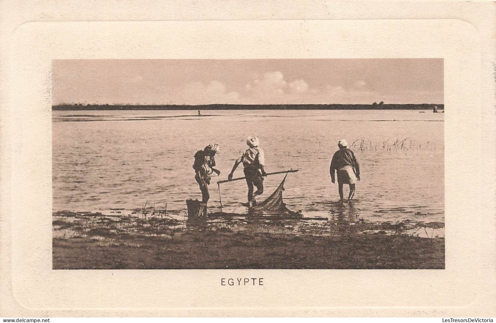 EGYPTE - Vue Sur La Mer - Animé - Trois Personnes En Train De Pêcher - Carte Postale Ancienne - Autres & Non Classés