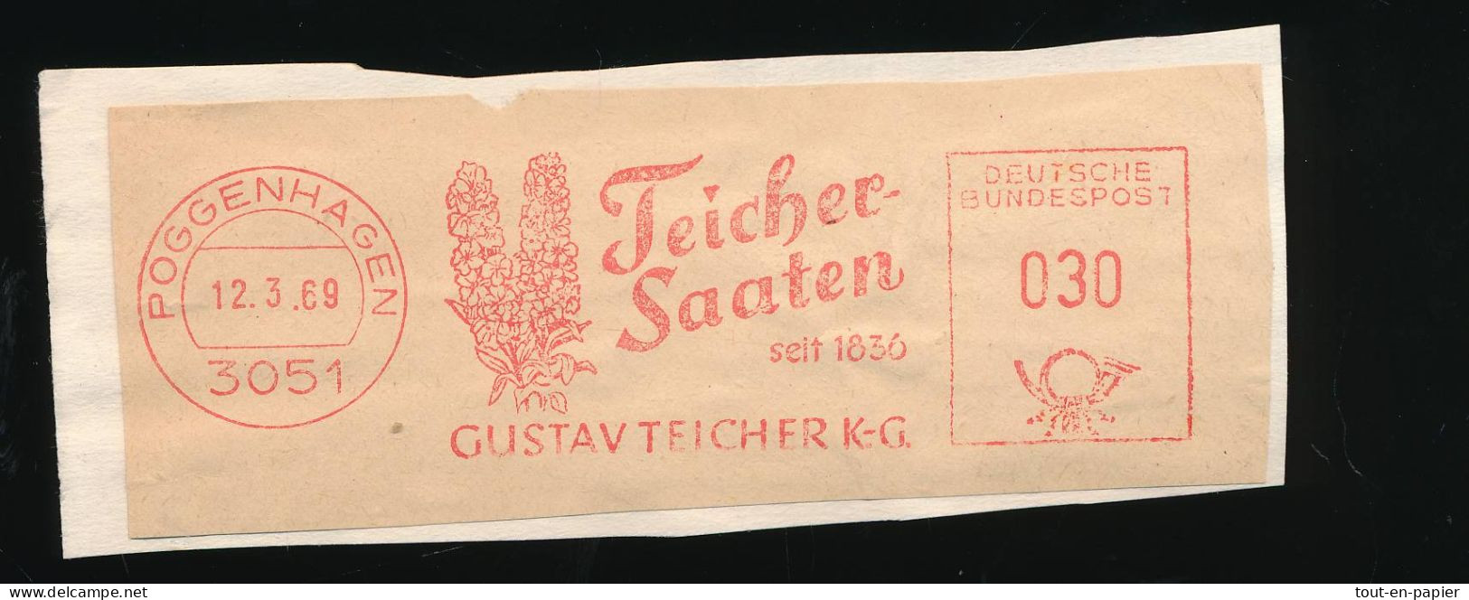 EMA  Cachet FREISTEMPEL GERMANY POGGENHAGEN 1969 FLOWERS FLEURS FIORI - Altri & Non Classificati