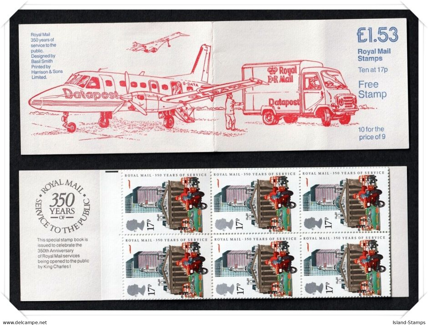 FT4 1984 Royal Mail 350 Years Of Service Folded Booklet NB1-4 - Libretti