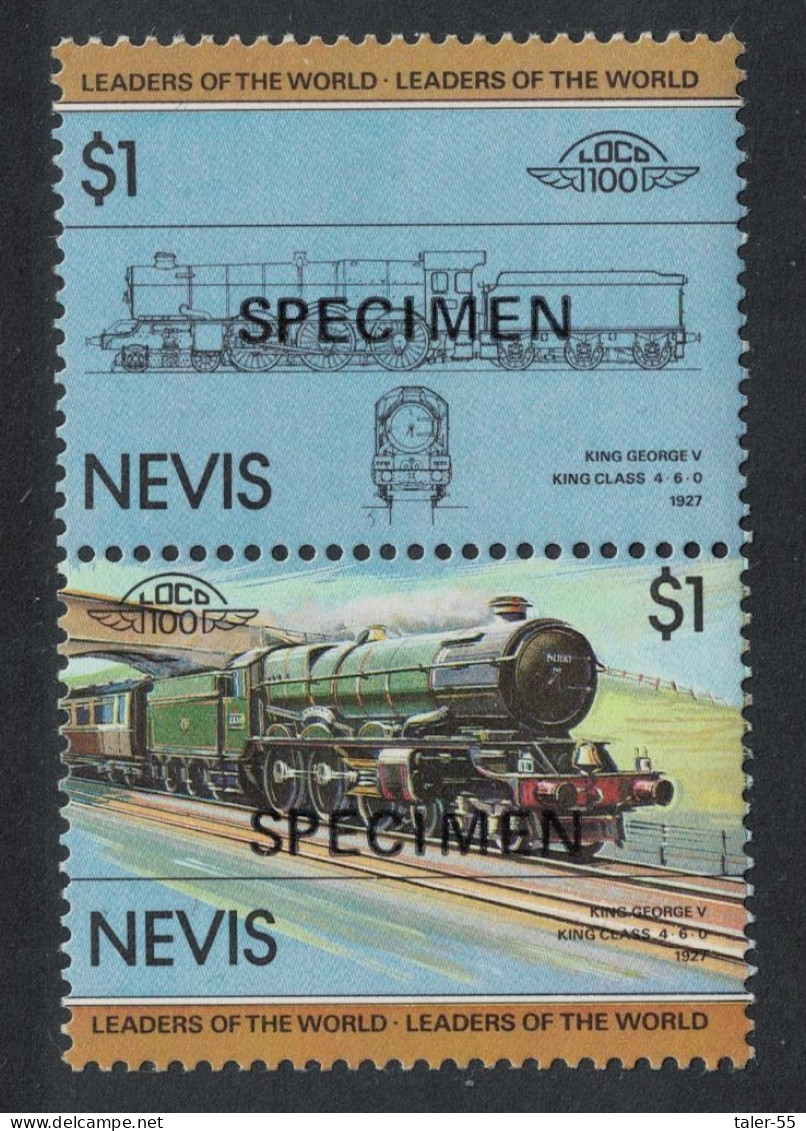 Nevis Locomotive 'King George V' 1927 SPECIMEN 1985 MNH SG#146-147 - St.Kitts And Nevis ( 1983-...)