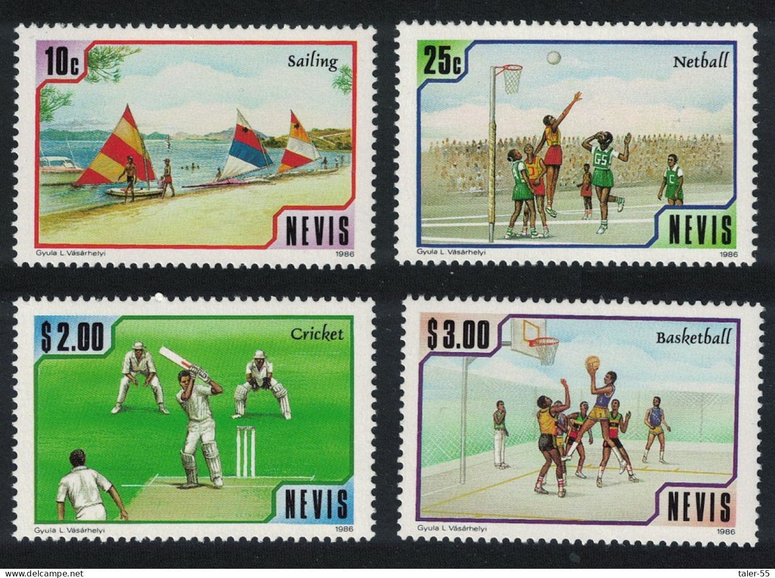 Nevis Cricket Basketball Sailing Sports 4v 1986 MNH SG#458-461 - St.Kitts And Nevis ( 1983-...)