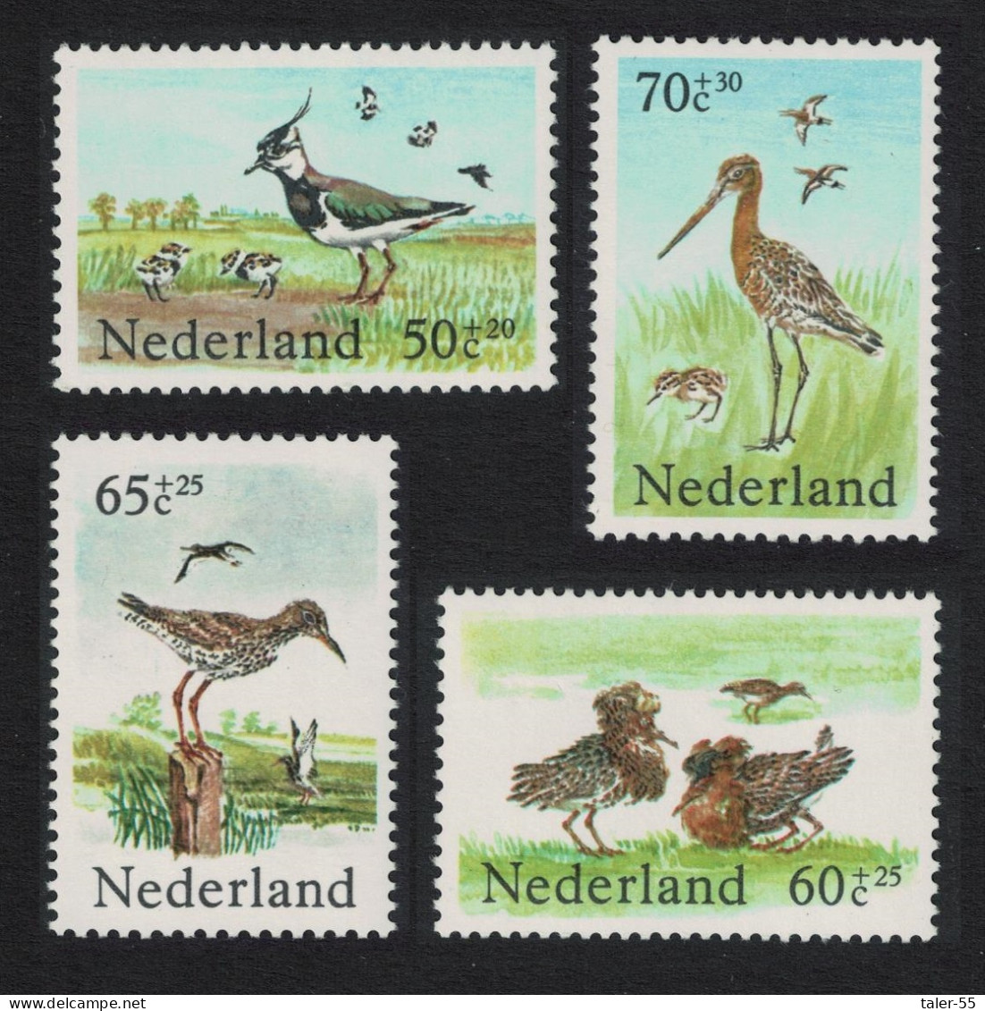 Netherlands Lapwing Redshank Ruff Godwit Pasture Birds 4v 1984 MNH SG#1435-1438 MI#1246-1249 Sc#B600-603 - Unused Stamps