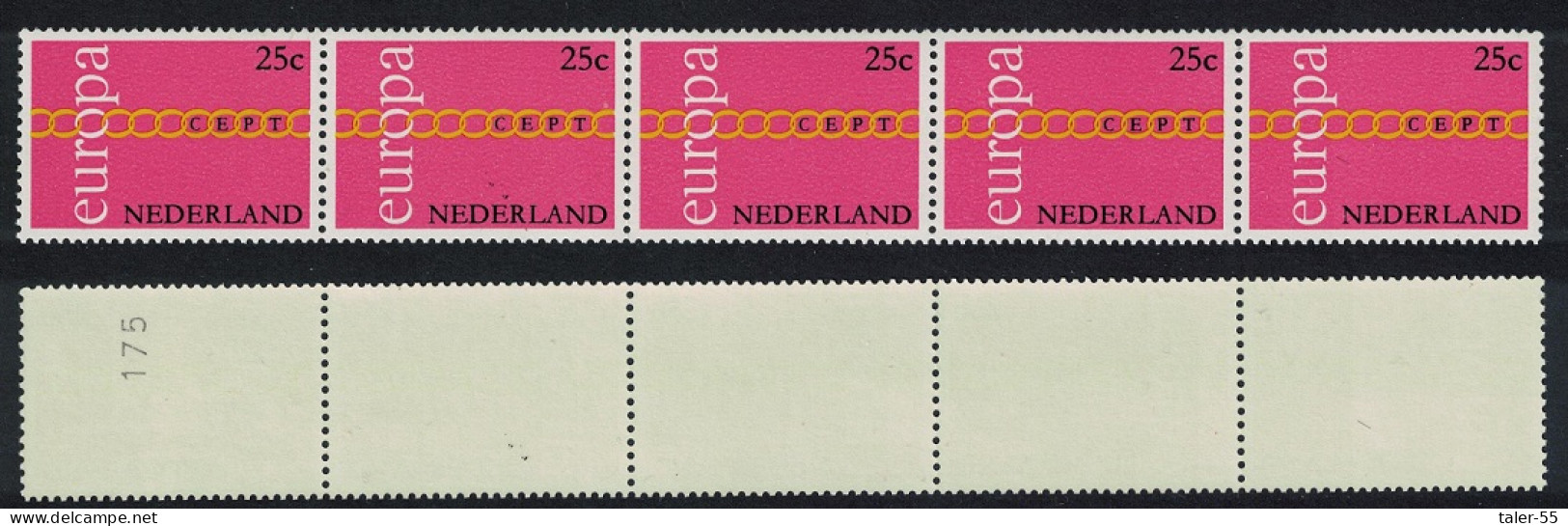 Netherlands Chain Of Os Europa 25c Strip Of Roll Stamps 1971 MNH SG#1131 MI#943 - Unused Stamps