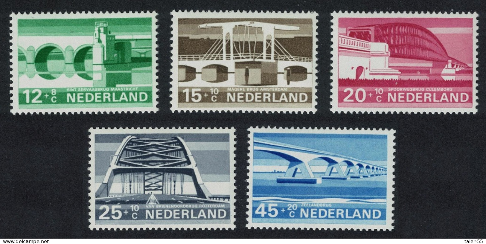 Netherlands Dutch Bridges 5v 1968 MNH SG#1050-1054 - Ongebruikt